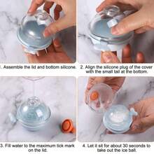 1 件大号冰球制作器，圆形冰块托盘球形冰球托盘硅胶和 ABS 冰块模板，可制作 2.36 英寸冰球，适用于威士忌鸡尾酒