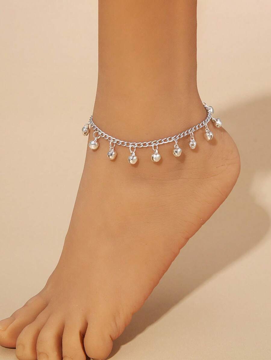 Personalized Fashion Bell Chain Anklet, Bohemian Style Wave Tassel Bell Anklet For Young Girl