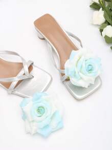 1 Pair (2pcs) Detachable DIY Shoe Accessories, Fashion Elegant Simulated Rose Flower Decor Shoe Clips In Pink, Champagne, Blue For High Heels, Sandals, Flats, Wedding Bridal Shoes, Party Shoes