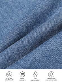 Back Shirred Button Front High Waist Jeans - Baby Blue - View 7