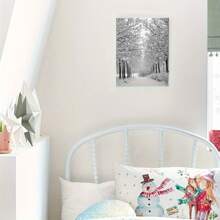 1 Pc Canvas Painting, Snow Winter, Lights, Trails , Wooden Framed Art,High Quality ,Ickness 2.25cm/1inch  Wall Art Prints Poster Direct Hanging Decor For Home Gifts,Living Room, Bathroom, Bedroom, Kitchen,Bar,Office