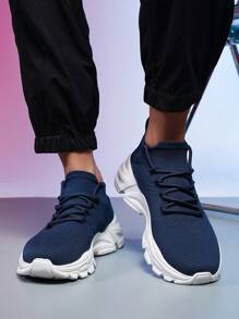 男士户外休闲鞋，舒适透气低帮运动鞋，时尚运动跑步鞋，蓝色 - 藍色 - 查看 4