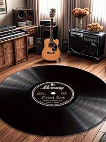 Retro Vinyl Record Fleece Rug, Plush Bohemian Style, Lightweight, Durable, Non-Slip, Washable, Suitable For Living Room, Bedroom, Bathroom And Office Decor, Perfect Home Decor For Valentine's Day, Spring, Summer, Ideal Gift For Music Lovers