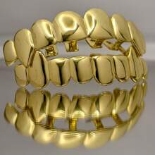 THATBOY 2pcs/Set Hip Hop Fashion Jewelry For Vampire Grillz 18K Golden Silvery Color Plated Braces Vampire Wolf Teeth Grills,Halloween - Multicolor - View 9