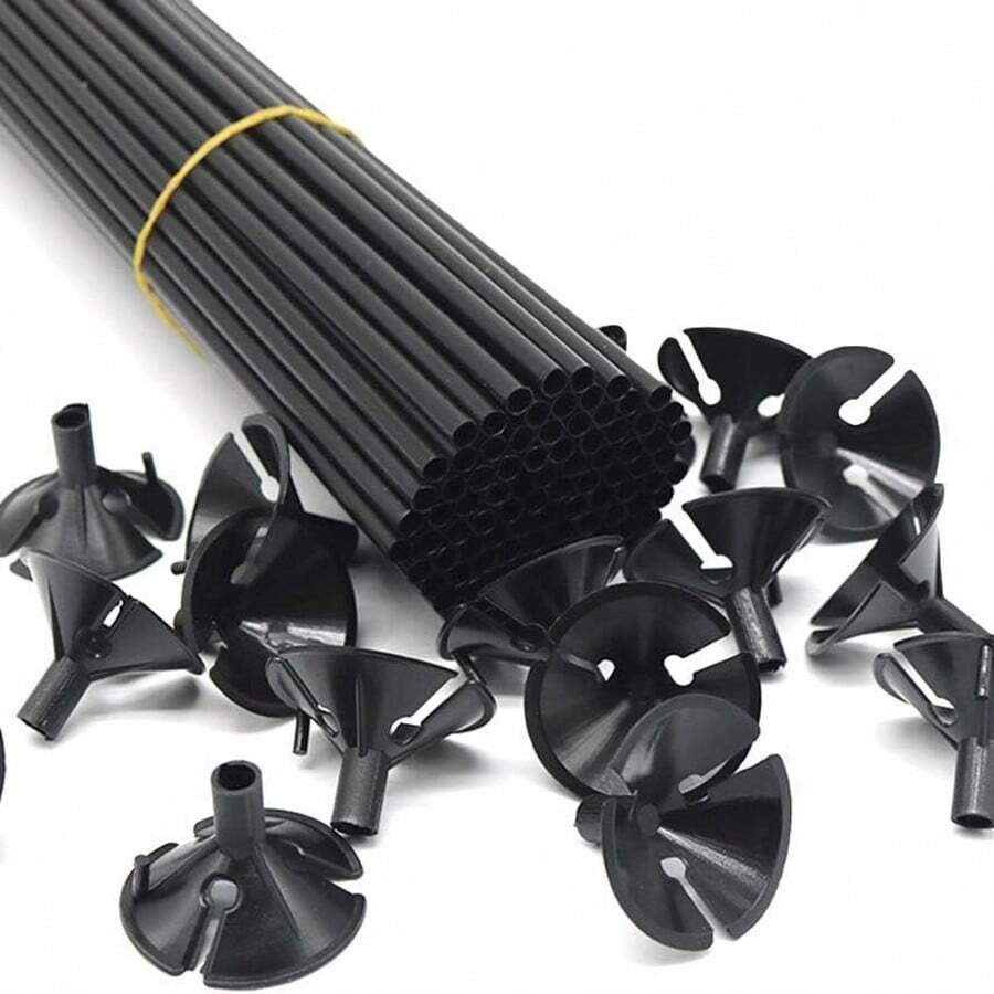 Balloon Holder Kit, Balloon Rod, Balloon Support Rods 30cm Transparent - Đen - 10 chiếc - Xem 1