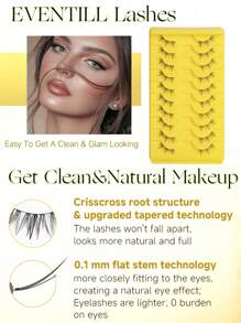 10 Pairs Southeast Asia Style C-Curl Semi-Permanent False Eyelashes, Natural & Lengthening, Faux Mink Lashes With Attached Eyeliner