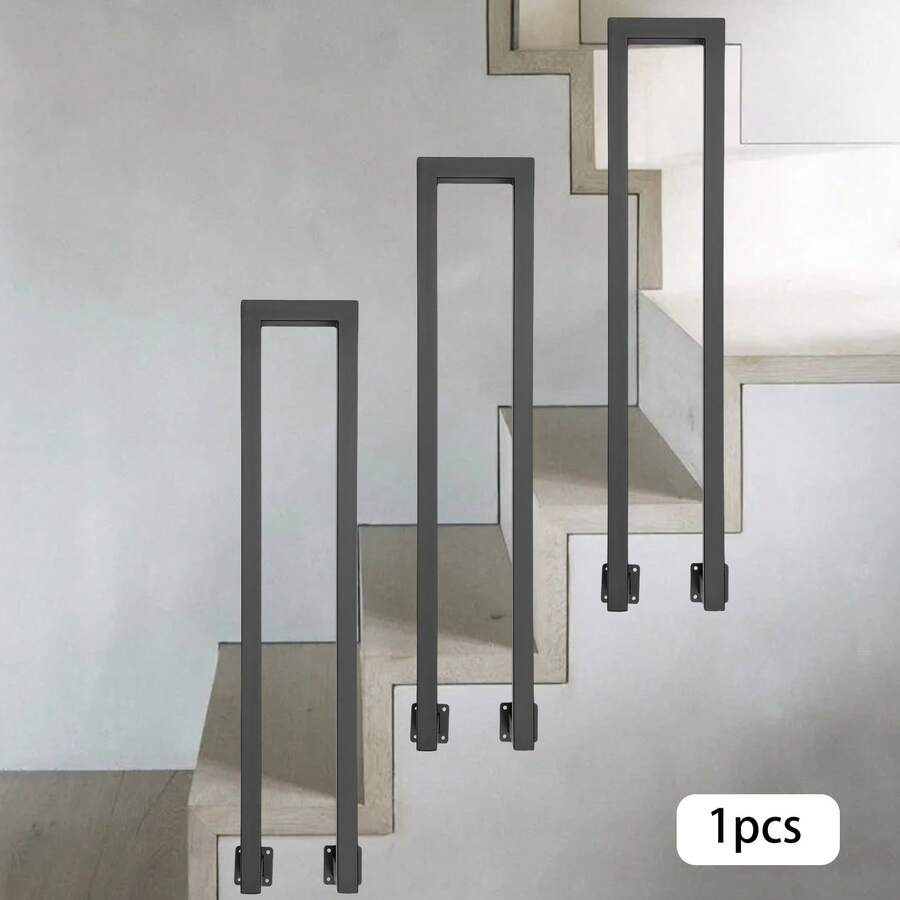 SENDERPICK Ringhiera per scale esterne, corrimano interno, ringhiera per scale esterne, nera, a forma di U, corrimano laterale, barra di supporto per soffitta/corridoio, ringhiera decorativa moderna (H*W) 85 * 20 cm