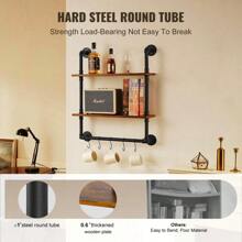 Rustic Industrial 2 Tier Wall Mounted Pipe Shelf For Kitchen And Bedroom Storage - Black - View 4