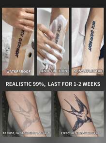 1Pc Swallow Bird Temporary Tattoos Semi Permanent Tattoo Waterproof Sweatproof Last For 1-2 Weeks Realistic Herbal Juice Anti-Friction Non-Reflective Faux Black Fake Tattoos For Woman And Men Tattoo Stickers For Arm, Chest, Leg, Abdomen, Waist, Finger, Neck Modernist Body Art