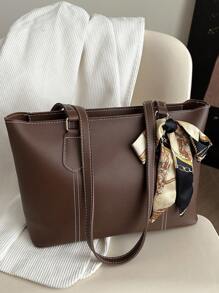 Fashionable Casual Foldable Tote Bag For Women, Large Capacity, Practical For Business, Celebrations, Gifts, Suitable For College Students - Coffee Brown - View 2