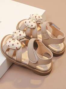 1 Pair Fashion Minimalist Cute Dotted Bow Girls Children Flat Sandals