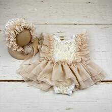2 Pieces Hat + Dress Baby Newborn Photography Prop Outfit, Infant Growth Memorial Tulle Dress - Multicolor - View 8