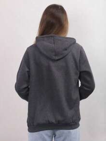 Casual Sweatshirt Blouse OVERSIZE 2025 Open Blouse With Zipper And Hood Cold Women's Clothing - 深灰色 - 查看 3
