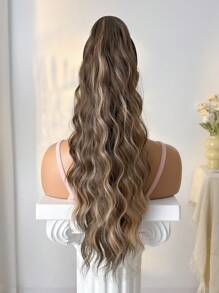 24-Inch Wavy Curly Ponytail Hair Extensions, Heat Resistant, Available In Brown And Gold Colors