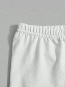 5件套女童纯色打底裤套装，白色休闲弹力柔软舒适打底裤，适合居家、休闲、瑜伽和舞蹈穿着。 - 白色 - 查看 3