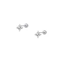 1 paire de délicates boucles d'oreilles à tige en étoile à 4 branches en argent pur 999, boucles d'oreilles polyvalentes pour femmes avec fermeture à vis