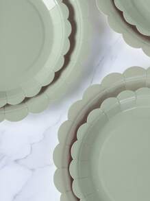 7/9 Inch Sage Green Floral Print Disposable Paper Plates, Sage Green Petal Disposable Party Plates, Party Decor, Disposable Party, Birthday Party, Gift Party, Celebration Decoration Supplies