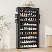Superlele 10 Tier Shoe Rack, Black Shoe Cabinet, Large Capacity 50-56Pairs Beautiful Tall Shoe Shelf Free Standing Storage Cabinet Entryway Closet, Dustproof Floor Standing Storage Cabinet With Easy Assembly, For Bedrooms And Dormitories