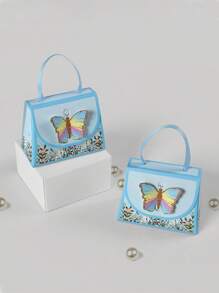 5pcs,Butterfly Party Gift Box, Birthday Candy Box, Wedding Supplies Handheld Box, Wedding Table Decoration, Gift Party Center Decoration, Butterfly Theme Party Birthday Tea Party Gift Decoration Box, Mother's Day Easter Universal Action Box For Various Festivals