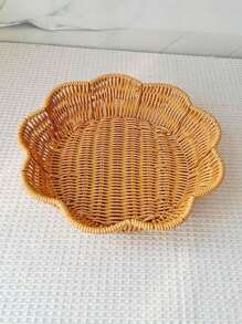 Set de 3 piezas/1 pieza de bandejas de estilo ratán trenzado a mano, cestas de frutas de ratán trenzado y platos para alimentos, bandejas para aperitivos, platos ovalados trenzados, platos para picnic al aire libre, vajilla reutilizable para el desayuno, bebidas, mesas de café, decoración del hogar de estilo rústico - Encaje redondo - Ver 2