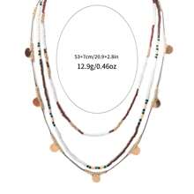 1pc New Bohemian Beaded Necklace, 3-Layer Handmade Woven Women Necklace For Daily Wear - Multicolor - View 6