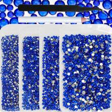 一套 4 袋水钻，尺寸分别为 2 毫米、3 毫米、4 毫米、5 毫米，共计 10,000 颗，配有镐和镊子，不可热修复平底树脂指甲宝石饰物仿水晶钻石用于美甲制作 DIY 美甲用品指甲