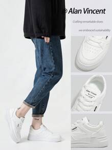 Alan Vincent 2025 春季新款女鞋白色鞋子低帮系带运动鞋舒适运动鞋女士平底鞋百搭购物鞋 - 白色 - 查看 4