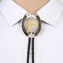 1 件 U 型马蹄形婚礼派对领带，字母 A 到 Z 领带，男士西部时尚街头项链牛仔领带，理想礼物