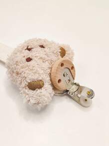 婴儿 Ins 风格灯芯绒卡通熊奶嘴夹，木制奶嘴夹，卡通熊出牙娃娃挂绳 - 彩色 - 查看 8