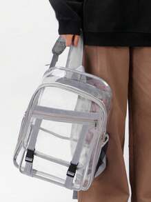 Flip Cover Transparent Oversized Backpack, PVC Transparent Backpack For Men, Students Sports Venue Summer Bag - Multicolor - View 11
