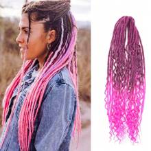 Extensiones de rastas de 24 pulgadas, estilo bohemio, de 3 en 1 con extremos rizados, juego de rastas hechas a mano de 15 hebras en estilo hippie y bohemio
