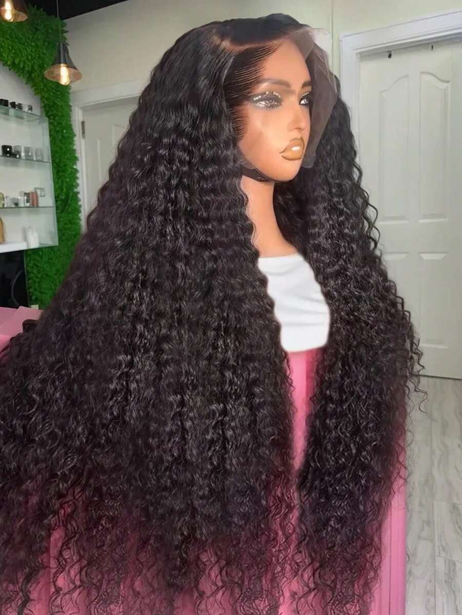 bling hair 13x4 13x6 Deep Wave Lace Front Wigs Human Hair Pre Plucked 180% Density 5x5 6x4 9x6 Glueless Human Hair Wigs Pre Plucked Deep Curly Lace Closure Wigs For Women With Baby Hair Bleached Knots - màu đen - Xem 1