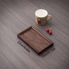 2pcs Tray & Placemat Set, Brown Premium Serving Tray Set