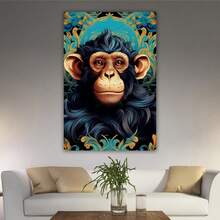 1 Piece Home Wall Decor Framed Canvas Monkey Pattern Canvas Wall Art Paintings For Living Room - Canvas Framed Print Wall Artworks Bedroom Decoration Office Wall Decor