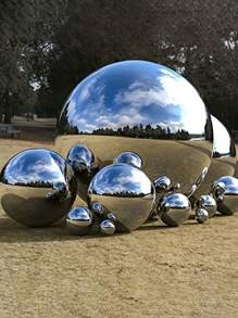 1 pezzo Sfera decorativa da giardino levigata in acciaio inox color argento, con riflessione a specchio, sfera cava rinforzata, sfera rotonda in acciaio inox