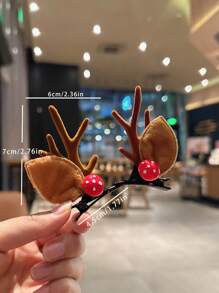 1 Pair Mushroom Deer Horn Hairpins, Christmas Deer Antler Headband Hair Clips, Cute Cartoon Reindeer Antler Hair Accessories,Christmas