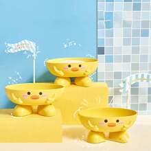 可爱小黄鸭香皂盒，便携式自排水架，带排水孔，稳定鸭子托盘，适用于淋浴间、浴室浴缸返校