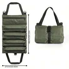 1pc 600D Oxford Cloth Tool Bag, Multi-Functional Rolled Tool Bag, Wrench Roll, For Car Repair Maintenance Tool Kit, Portable Multi-Purpose Hardware Tools Storage Pouch, 5 Zipper Pockets Rolled Storage Bag, Mechanic, Electrician & Enthusiasts Tool Roll Pouch, Car Camping Equipment