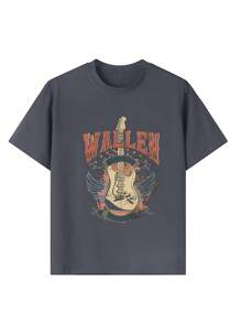 1 件女童休闲鸭印花圆领短袖 T 恤，年轻学生运动服，艺术风格，激发想象力和自我表达，夏季 - 深灰色 - 查看 3