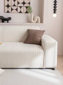 1pc Solid Color Jacquard Stretch Elastic Sofa Cover, Suitable For Living Room, Bedroom, Dining Room And Outdoor, Washable Pet-Proof Sofa Slipcover For 1/2/3/4 Seater, With Anti-Slip Strips Included