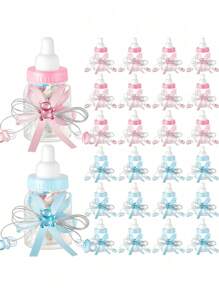24pcs-Baby Mini Milk Bottle Baby Shower Favor Fillable Feeding Bottle Candy Box Small Plastic Candy Bottle DIY Gift For Boy Girl Newborn Baptism Party Decor,Baby Shower Favor - Pink &Blue Mini Milk Bottle Party Favor Gift Bag Boxes Plastic Bear Candy Bottles With Ribbon For Baby Shower Favor Gift - Multicolor - View 10