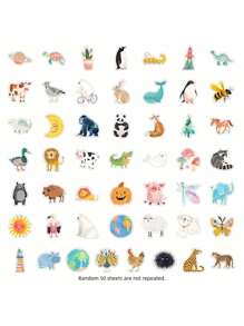 50 件可爱动物园动物工艺品用品和贴纸、非洲动物植物春/夏卡通涂鸦防水贴纸、剪贴簿印章/贴纸、动漫海报、节日装饰、时尚礼品手机笔记本电脑笔记本、手工艺术装饰生日毕业房间装饰家居装饰墙壁装饰浴室装饰卧室装饰房间装饰用品客厅装饰房屋装饰家居装饰客厅墙壁艺术墙纸 - 彩色 - 查看 6