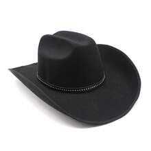 Women Men Western Hats Large Wide Brim Cowgirl Hat For Carnival Rave Party Travel Costume Accessories - 黑色 - 查看 7