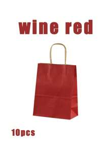 沙特 5/10 件绿色纸质礼品袋，派对用简约纯色礼品包装袋，礼品袋，派对用现代纸质礼品包装袋，深绿色牛皮纸购物袋，方形厚底，沙特国庆节的理想选择