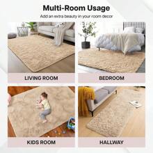 Homeware Rugs Living Room Black Fluffy Rug - Area Rugs For Bedroom Large Modern Shaggy Rug Super Soft Non Slip Thick Pile - Camel - View 9