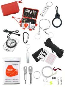 8/12 件户外生存装备，荒野生存套件，SOS 生存套装，露营、徒步旅行、登山、骑自行车必备装备