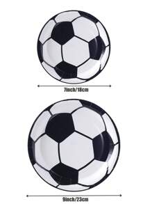 7/9 Inch White Soccer Ball Disposable Paper Plates, Party Supplies, Decorations For Birthday Party, Celebration Events, Gifts - Multicolor - View 2