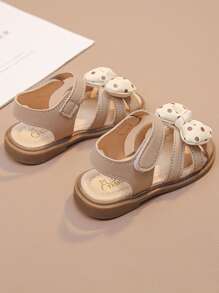 1 Pair Fashion Minimalist Cute Dotted Bow Girls Children Flat Sandals
