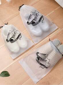 5pcs,Shoe Storage Bag, Home Travel Frosted Drawstring Pocket, Student Dormitory Dust-Proof And Moisture-Proof Transparent Bag, Travel Portable Portable Drawstring Mouth Finishing Bag