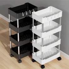 3/4 Tier Slim Rolling Storage Cart Organizer Mobilna półka regałowa Wózek użytkowy Wieża regałowa do wąskich miejsc, wielofunkcyjny wózek użytkowy Plastikowy organizer do przechowywania do kuchni, łazienki, prysznica, salonu, biura i akademika